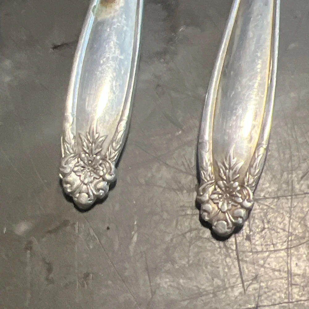 Vintage Nickel Silver Dessert Spoons – Set of 12 – Ornate Pattern